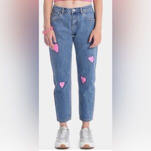Molly Bracken Lili Sidonio Heart Patchwork Heart Printed Washed Jeans